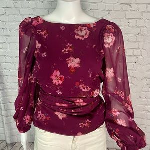 Vici Burgundy Open Back Blouse XS